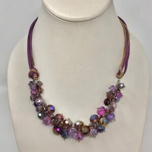 Ali Khan Necklace Purple & Amber Boho Aurora Borealis Glass Beads